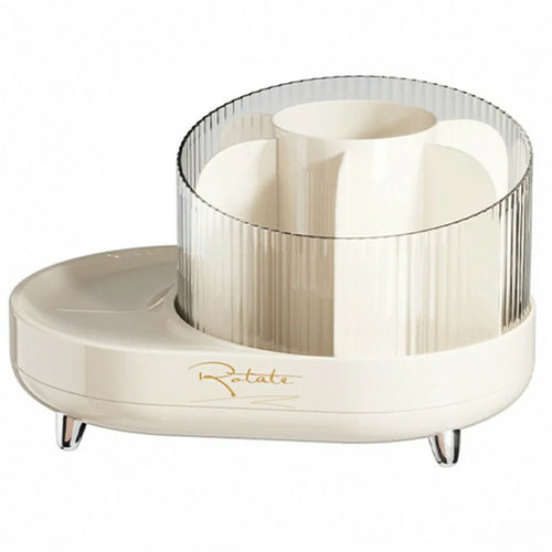 Creative Rotating Makeup Brush Holder ABS Cosmetic Jewelry Storage Box Desktop Organizer - 1