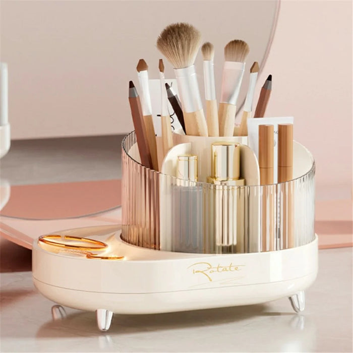 Creative Rotating Makeup Brush Holder ABS Cosmetic Jewelry Storage Box Desktop Organizer - 2
