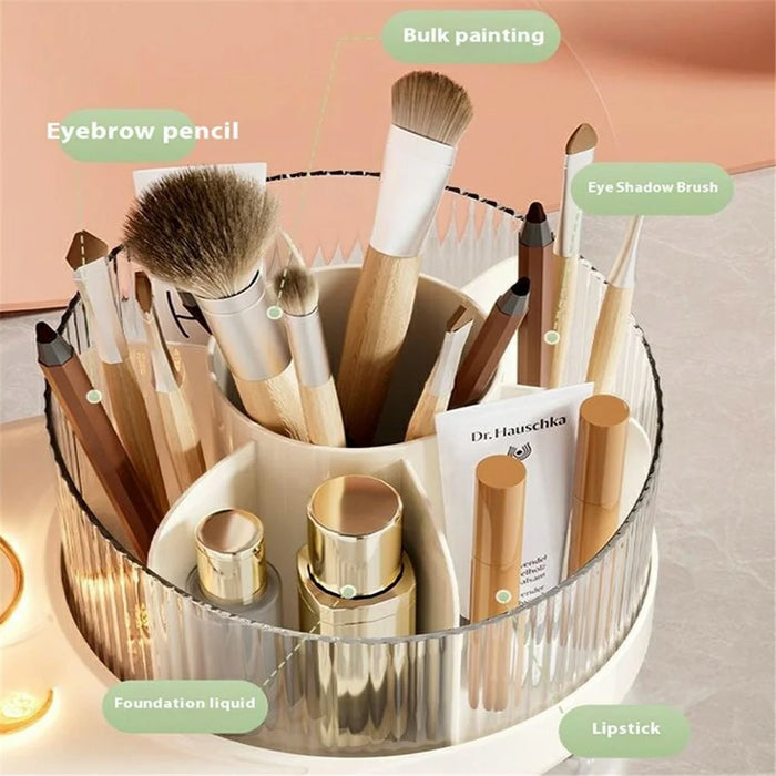 Creative Rotating Makeup Brush Holder ABS Cosmetic Jewelry Storage Box Desktop Organizer - 4