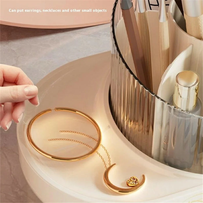 Creative Rotating Makeup Brush Holder ABS Cosmetic Jewelry Storage Box Desktop Organizer - 5
