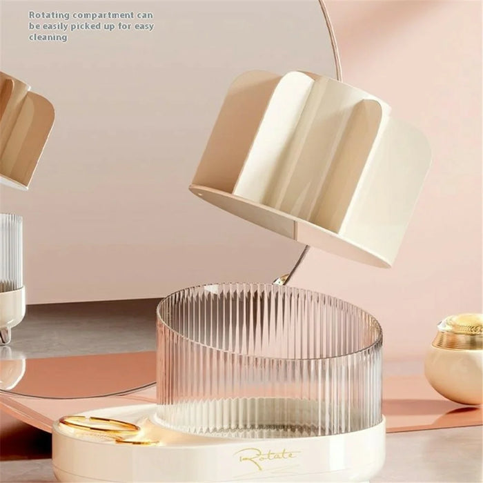 Creative Rotating Makeup Brush Holder ABS Cosmetic Jewelry Storage Box Desktop Organizer - 6