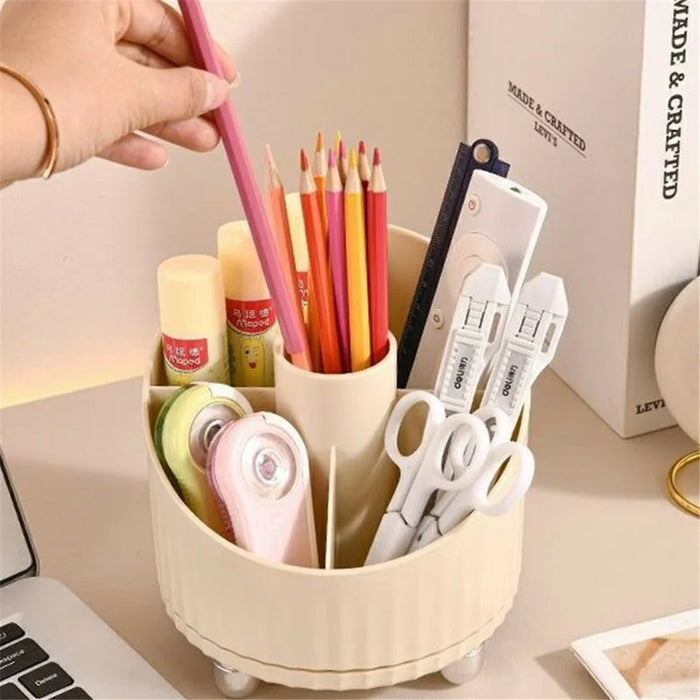 Rotating Makeup Brush Holder Eyeshadow Brushes Eyeliner Lipstick Cosmetic Stationery Organizer - 7