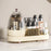 Rotating Makeup Organizer Vanity Cosmetic Brush Holder 360 Degree Spin Storage Box with Lid - Beige - 2