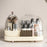 Rotating Makeup Organizer Vanity Cosmetic Brush Holder 360 Degree Spin Storage Box with Lid - Beige - 4