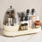 Rotating Makeup Organizer Vanity Cosmetic Brush Holder 360 Degree Spin Storage Box with Lid - Beige - 5