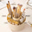 Rotating Cosmetic Organizer Makeup Brush Eyebrow Pencil Holder Desktop Storage Container - Beige - 3