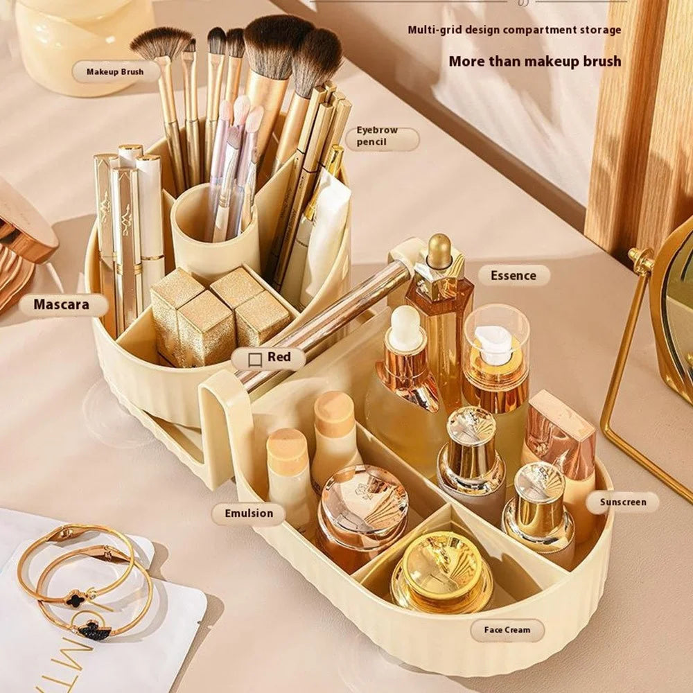 Rotating Makeup Organizer Large Capacity Cosmetic Skincare Products Desktop Storage Box - 3