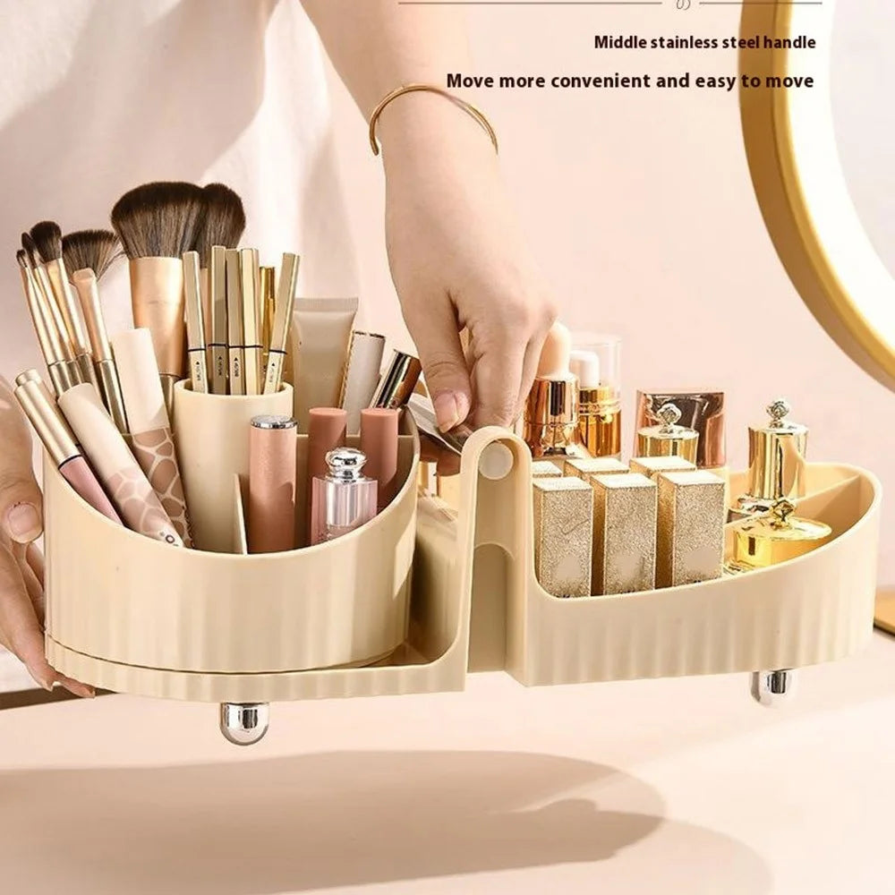 Rotating Makeup Organizer Large Capacity Cosmetic Skincare Products Desktop Storage Box - 7