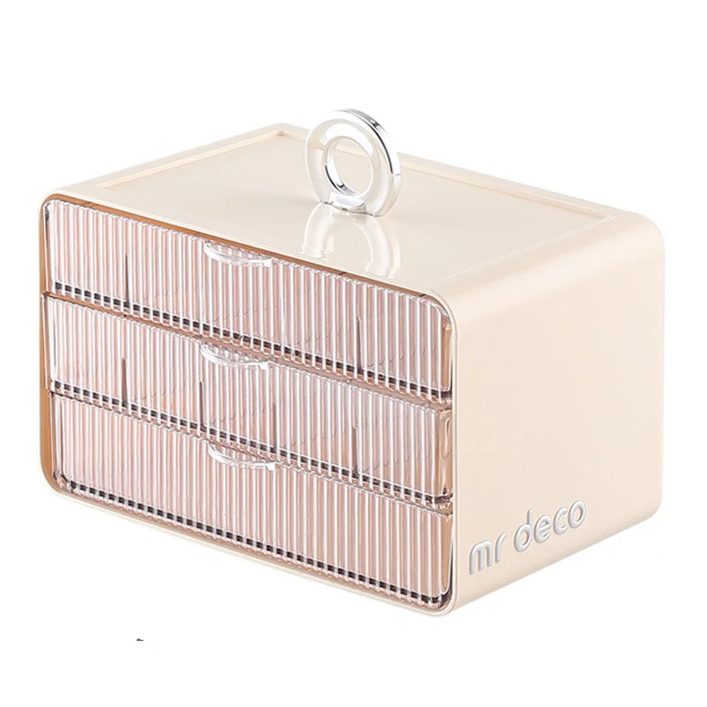 Multi-Layer Large Capacity Jewelry Box Desktop Organizer Drawer Storage Case For Necklaces Rings Accessories - White - 1