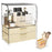 Size L Flip Cover Luxury Clear Makeup Organizer 3 Tier Dustproof Cosmetic PET Storage Box + Lipstick Holder - Beige - 1