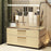 Size L Flip Cover Luxury Clear Makeup Organizer 3 Tier Dustproof Cosmetic PET Storage Box + Lipstick Holder - Beige - 2