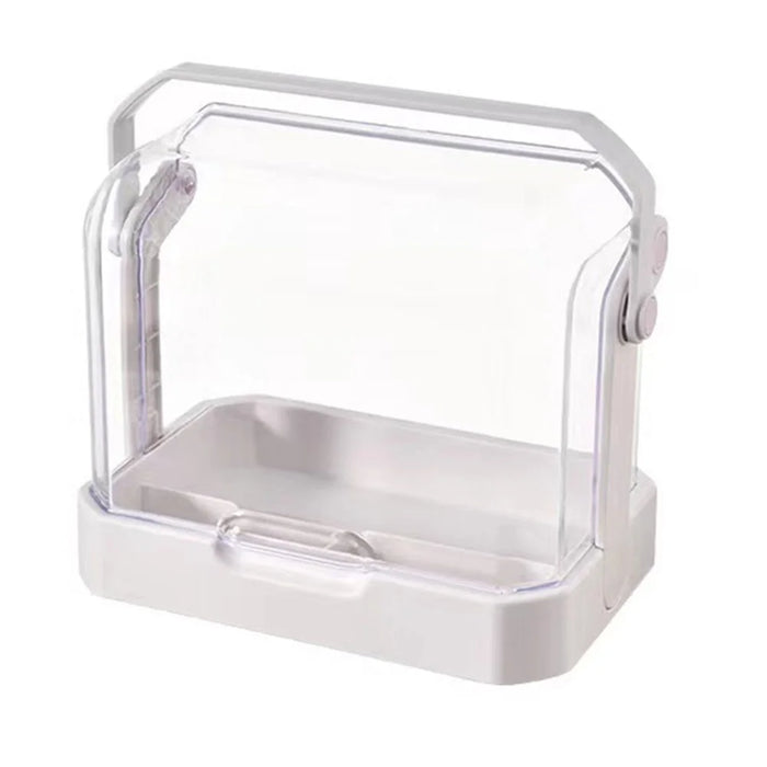 Cosmetic Organizer Dustproof Desktop Vanity Makeup Skincare Products Storage Box with Handle - White - 1