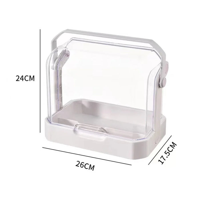 Cosmetic Organizer Dustproof Desktop Vanity Makeup Skincare Products Storage Box with Handle - White - 2