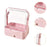 Cosmetic Organizer Dustproof Desktop Makeup Skincare Products Storage Box with Handle and 1 Drawer - Pink - 3