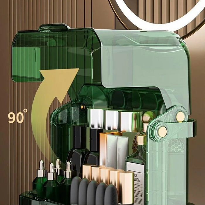 Portable Cosmetic Organizer Clear Storage Box Lipstick Skincare Products Makeup Holder - Green - 4