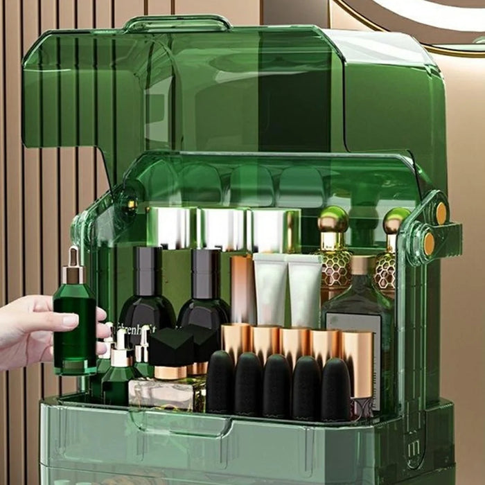 Portable Cosmetic Organizer Clear Storage Box Lipstick Skincare Products Makeup Holder - Green - 5