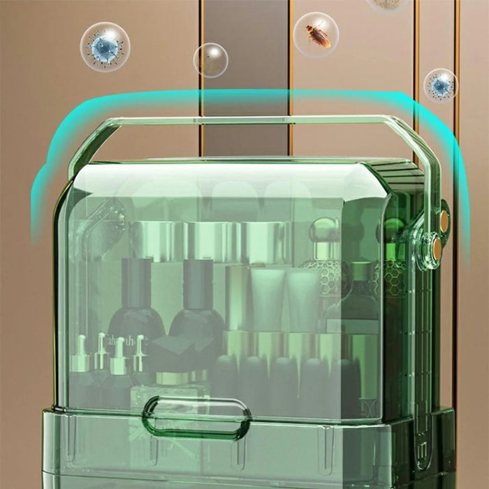 Portable Cosmetic Organizer Clear Storage Box Lipstick Skincare Products Makeup Holder - Green - 7