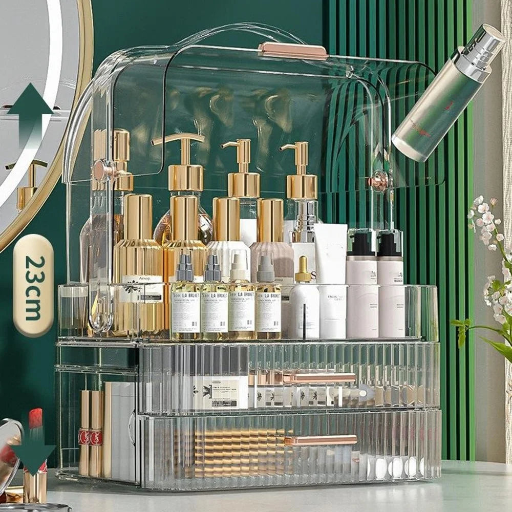 Cosmetic PET Organizer Drawer Style Dustproof Skincare Vanity Desktop Makeup Storage Box - Transparent - 5