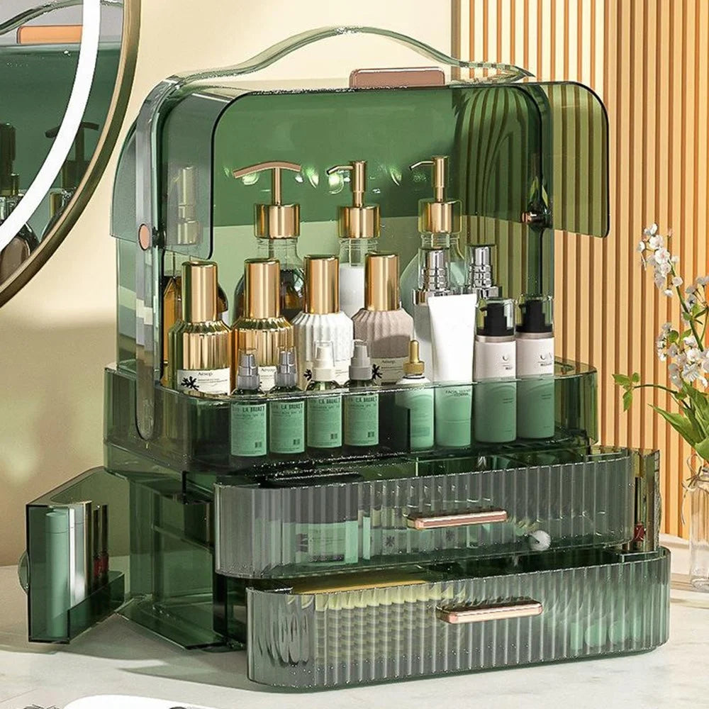 Cosmetic PET Organizer Drawer Style Dustproof Skincare Vanity Desktop Makeup Storage Box - Transparent - 6