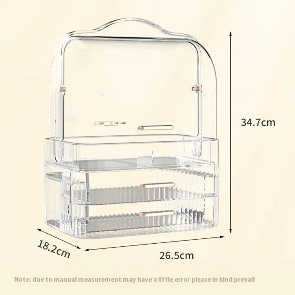 Cosmetic PET Organizer Drawer Style Dustproof Skincare Vanity Desktop Makeup Storage Box - Transparent - 7
