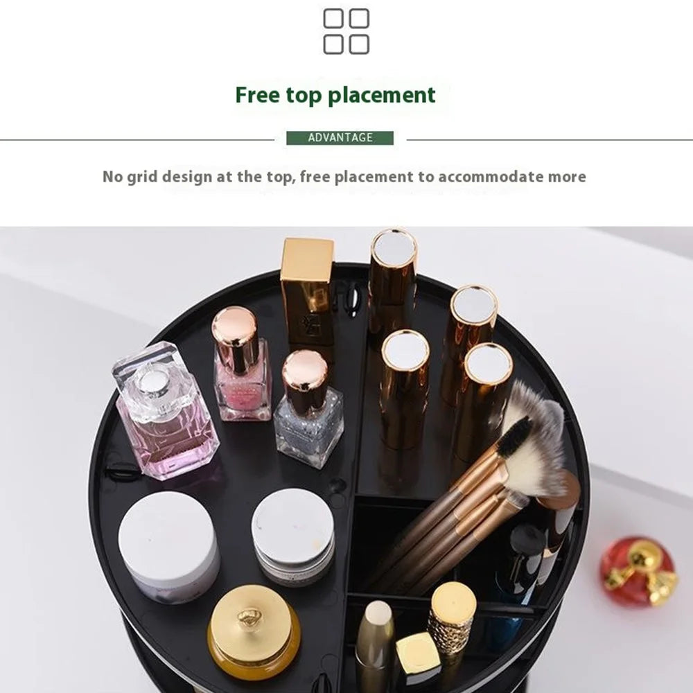 Desktop Rotating Makeup Organizer Cosmetic Skincare Products PS Storage Rack - Black - 4