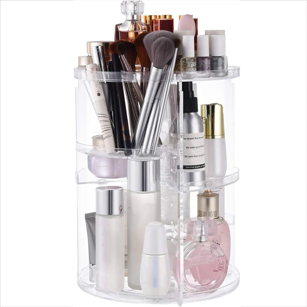 Rotating Makeup PS Organizer Vanity Transparent Cosmetic Storage Rack Lipstick Eyebrow Pencil Skincare Holder - 1