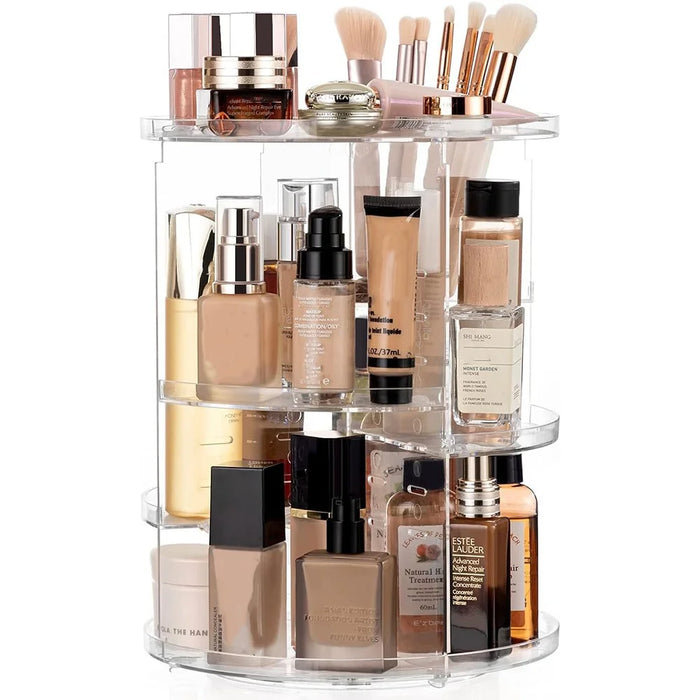 Rotating Makeup PS Organizer Vanity Transparent Cosmetic Storage Rack Lipstick Eyebrow Pencil Skincare Holder - 3