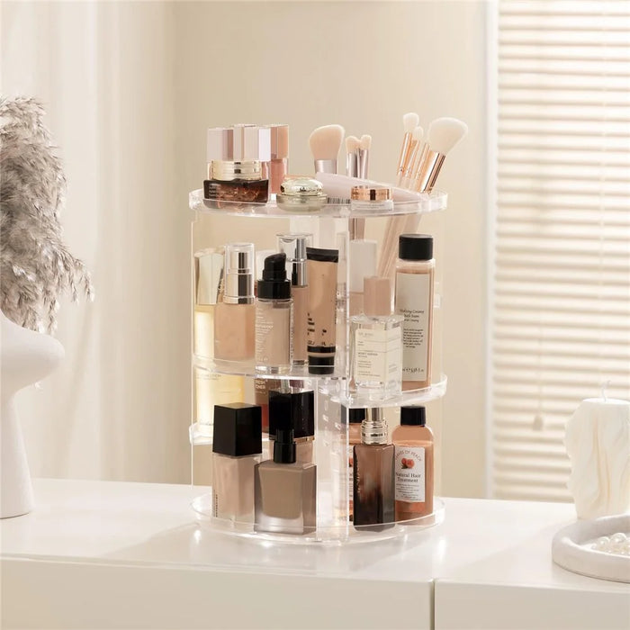 Rotating Makeup PS Organizer Vanity Transparent Cosmetic Storage Rack Lipstick Eyebrow Pencil Skincare Holder - 4