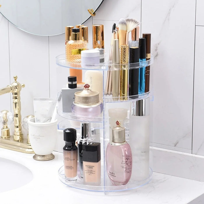 Rotating Makeup PS Organizer Vanity Transparent Cosmetic Storage Rack Lipstick Eyebrow Pencil Skincare Holder - 5