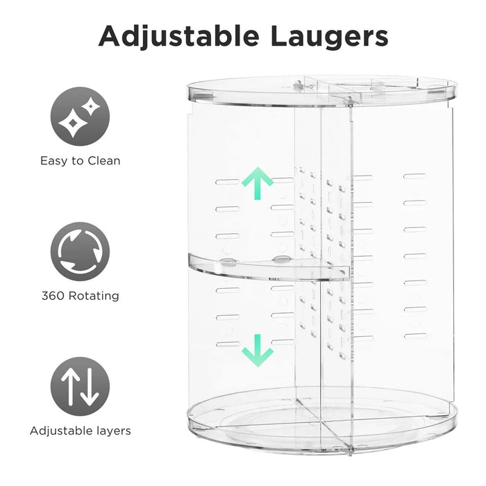 Rotating Makeup PS Organizer Vanity Transparent Cosmetic Storage Rack Lipstick Eyebrow Pencil Skincare Holder - 7