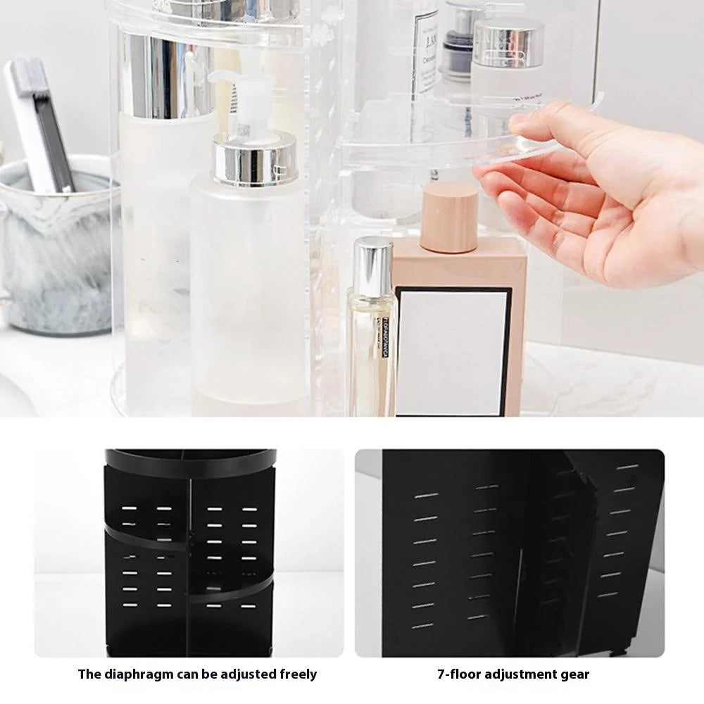 Rotating Cosmetic Organizer Makeup Skincare Products PS Storage Rack Transparent Vanity Stand - 5