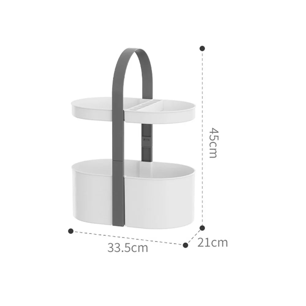 2 Layer Desktop Organizer Portable Basket Multifunctional ABS Storage Rack with Arched Handle - 6