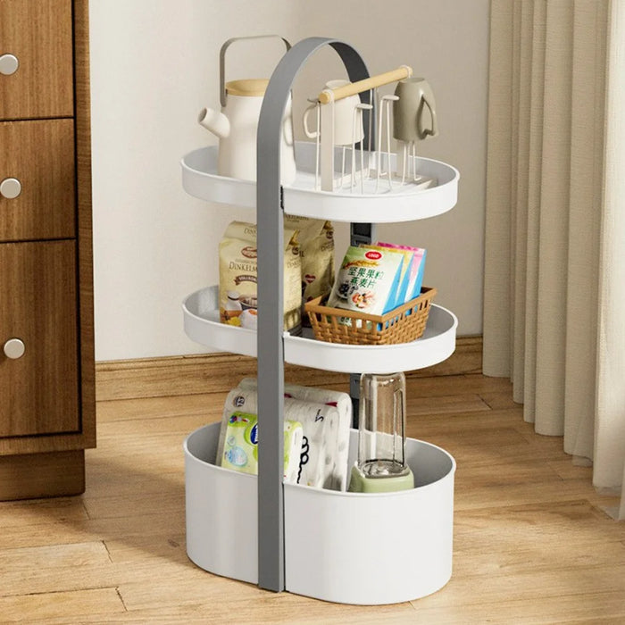 3 Layer Desktop Organizer Portable Basket Multifunctional ABS Storage Rack with Arched Handle - 5