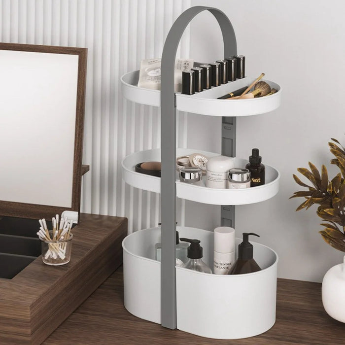 3 Layer Desktop Organizer Portable Basket Multifunctional ABS Storage Rack with Arched Handle - 6