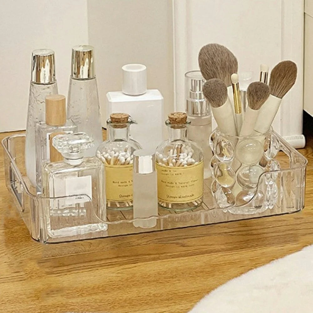 Clear Storage Rack Single Tier Organizer Shelf for Cosmetics Bathroom Countertop (No Wheels) - 1