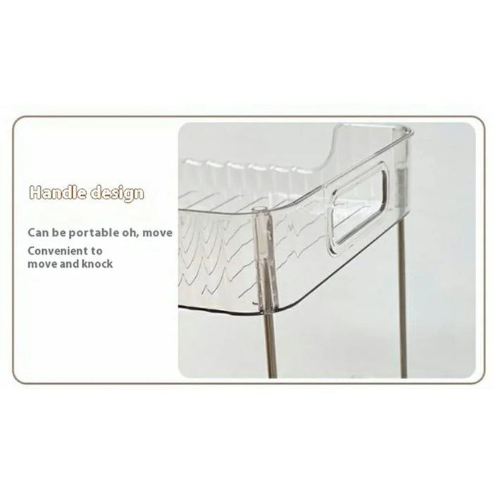 Dual Layer Clear PET Storage Cart Bathroom Bedroom Living Room Cosmetic Organizer Rack with Wheels - 3