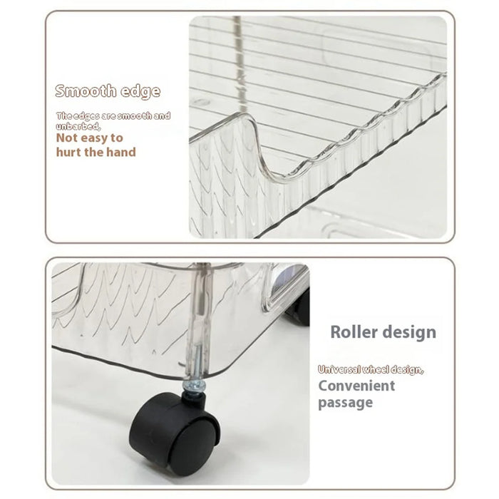Clear 3-Tier Rolling Cart with Wheels Organizer Storage Rack for Bathroom Makeup Cosmetics Countertop - 5