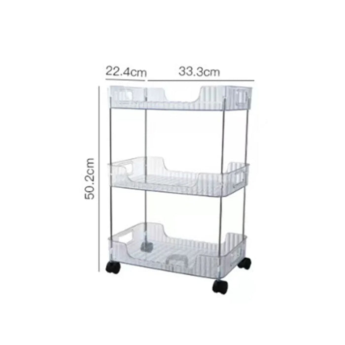 Clear 3-Tier Rolling Cart with Wheels Organizer Storage Rack for Bathroom Makeup Cosmetics Countertop - 7