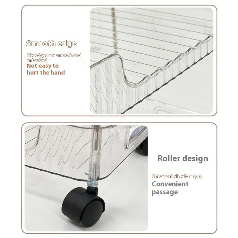Clear 4-Tier Rolling Cart with Wheels Storage Basket Organizer for Bathroom Vanity Makeup Skincare Kitchen - 4