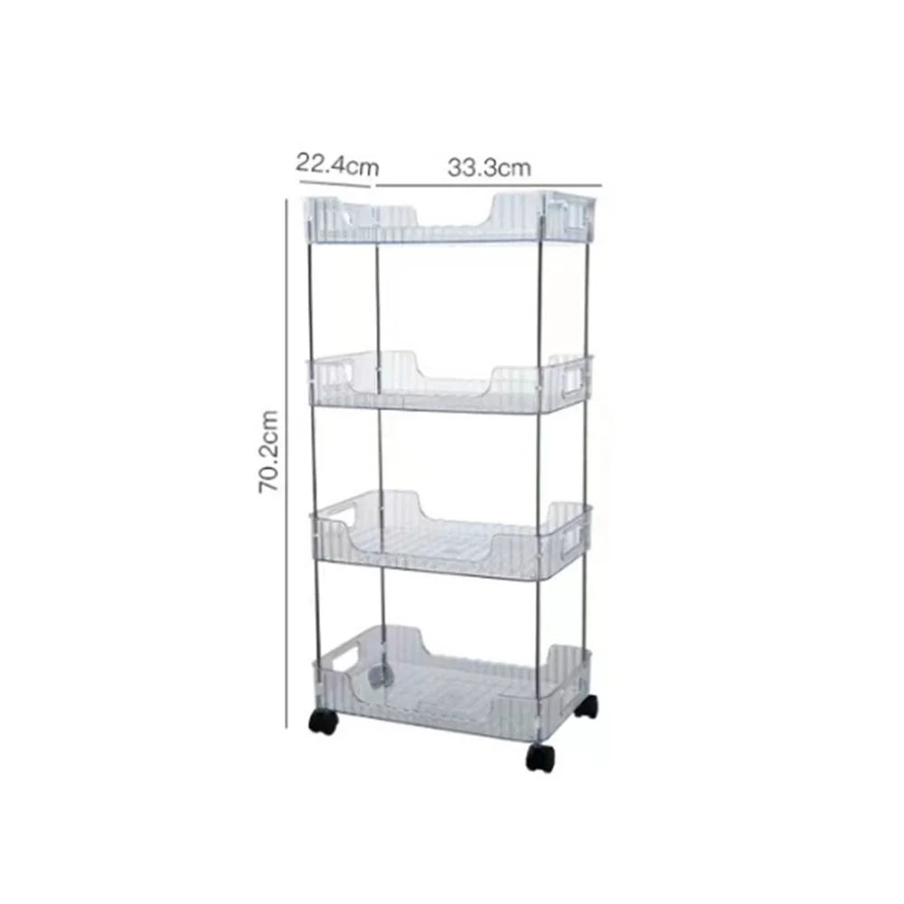 Clear 4-Tier Rolling Cart with Wheels Storage Basket Organizer for Bathroom Vanity Makeup Skincare Kitchen - 6