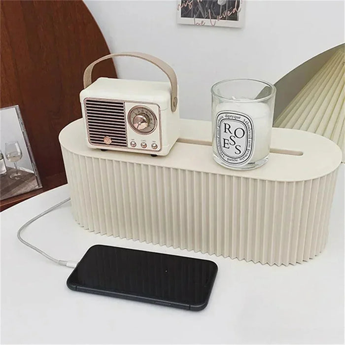 Cable Management Box Power Strips Phone / Tablet Cords Childproof Safety Organizer Box - Beige - 2