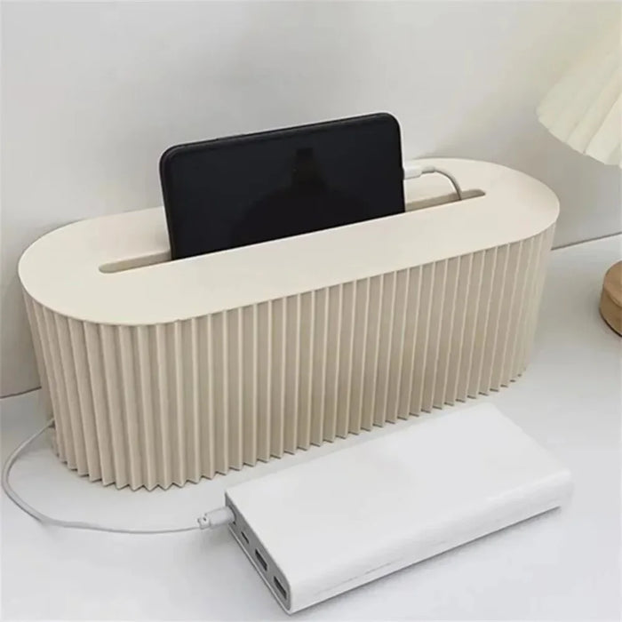 Cable Management Box Power Strips Phone / Tablet Cords Childproof Safety Organizer Box - Beige - 5