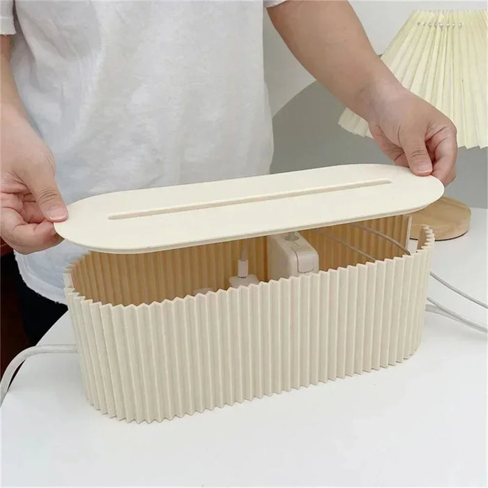 Cable Management Box Power Strips Phone / Tablet Cords Childproof Safety Organizer Box - Beige - 6