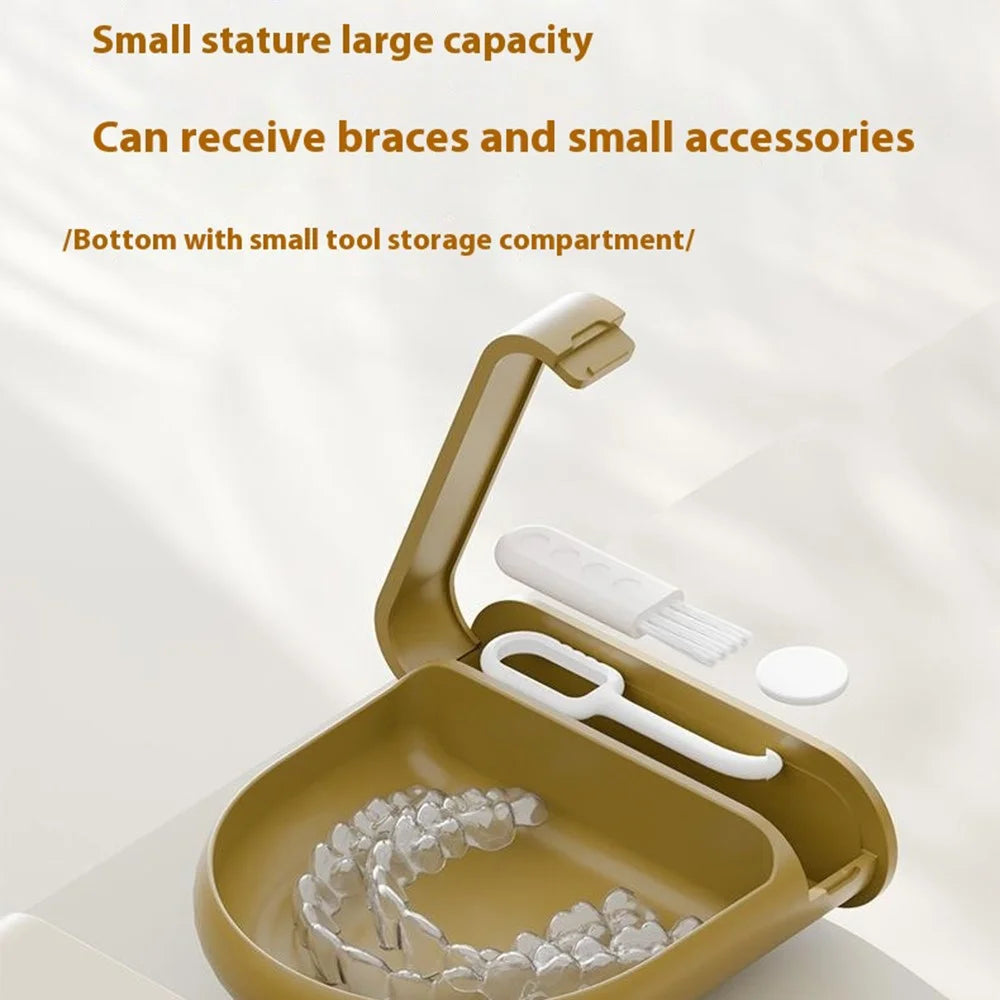 Tooth Retainer Case Orthodontic Braces Denture Storage Box Cleaning Tools Container - White - 3