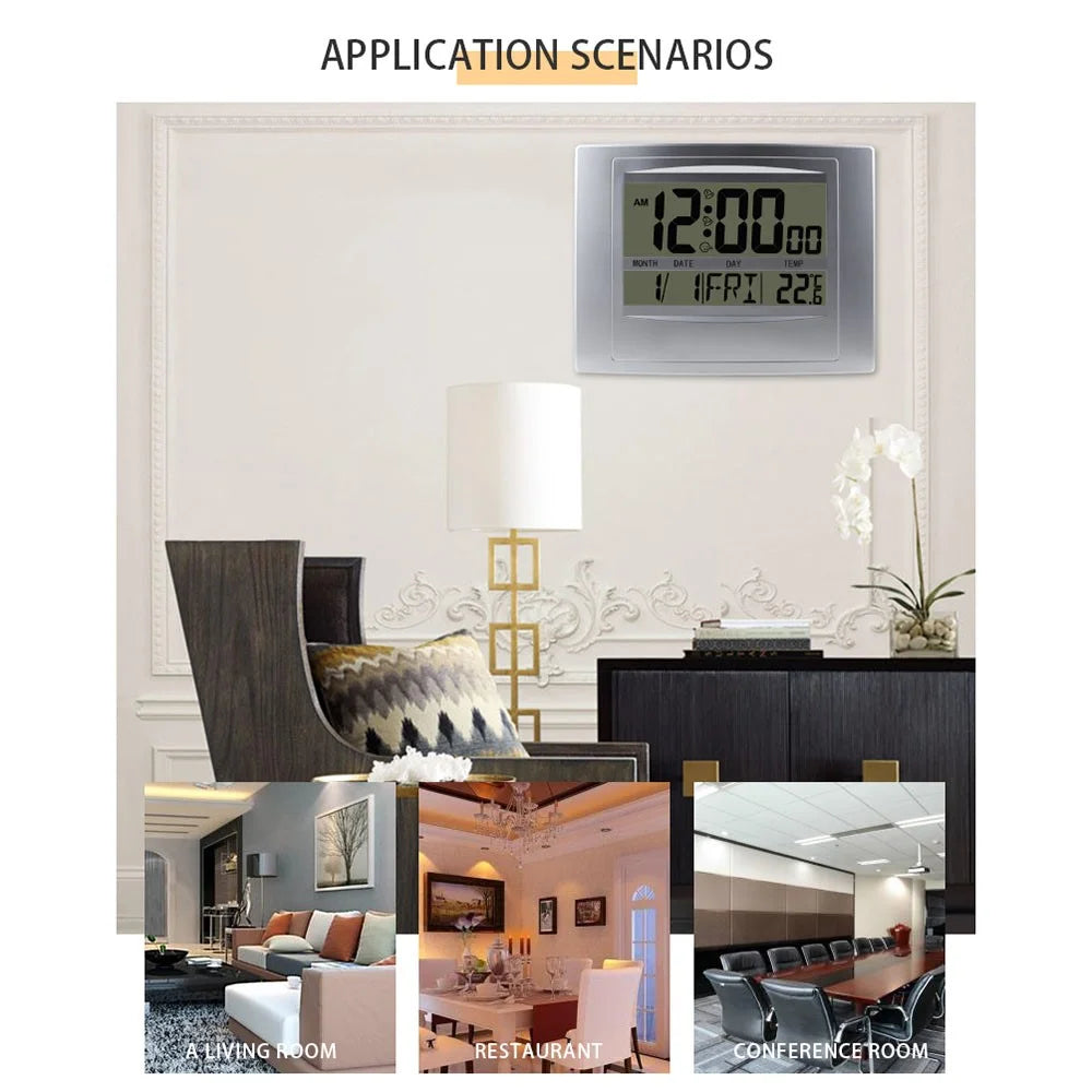 TS-H129Y Multifunction Digital Alarm Clock Large Screen Calendar Temperature Display Wall Clock - 4