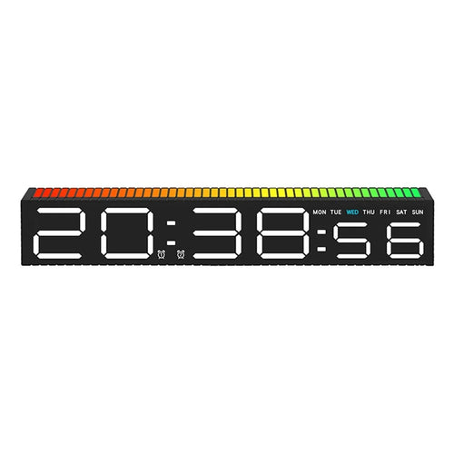 5517 Creative LED Digital Clock Sound Activated Display Bedside Table Alarm Clock with Multi-Color Light - Black Shell / White Digital Display - 1
