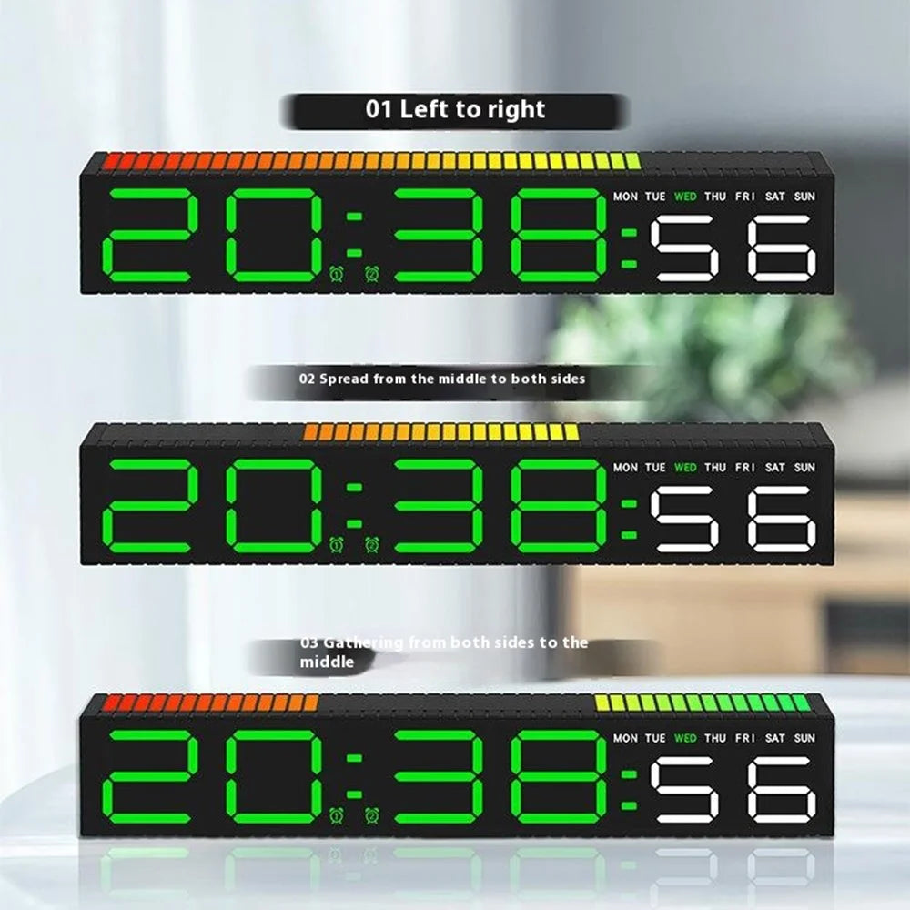 5517 Creative LED Digital Clock Sound Activated Display Bedside Table Alarm Clock with Multi-Color Light - Black Shell / White Digital Display - 2