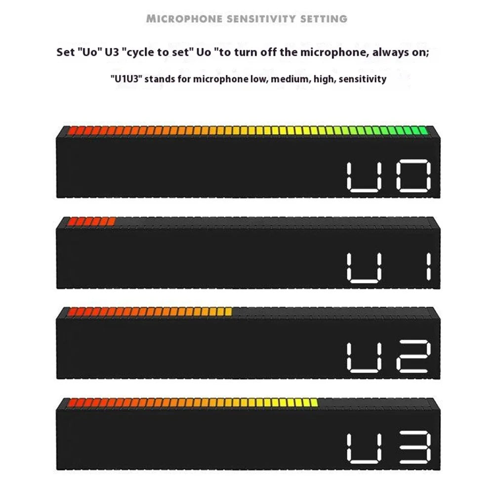 5517 Creative LED Digital Clock Sound Activated Display Bedside Table Alarm Clock with Multi-Color Light - Black Shell / White Digital Display - 3