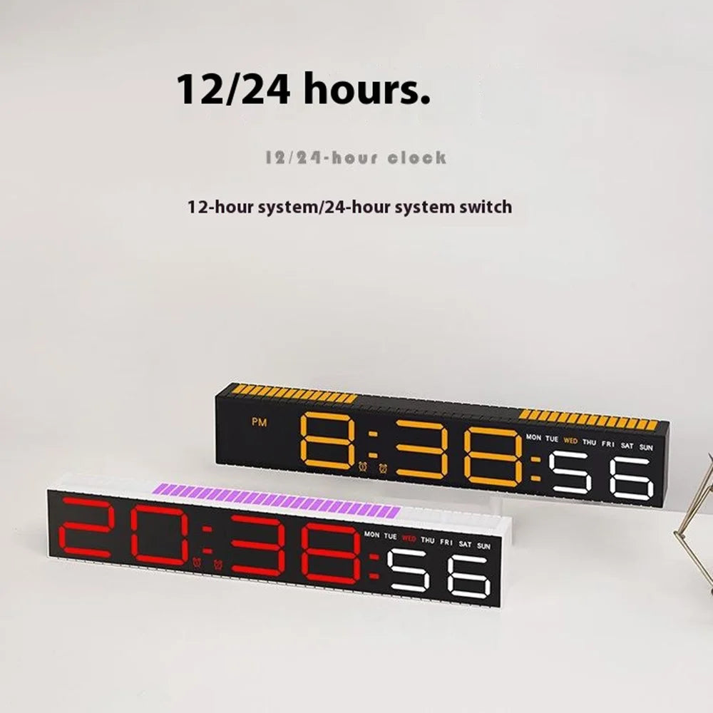 5517 Creative LED Digital Clock Sound Activated Display Bedside Table Alarm Clock with Multi-Color Light - Black Shell / White Digital Display - 6