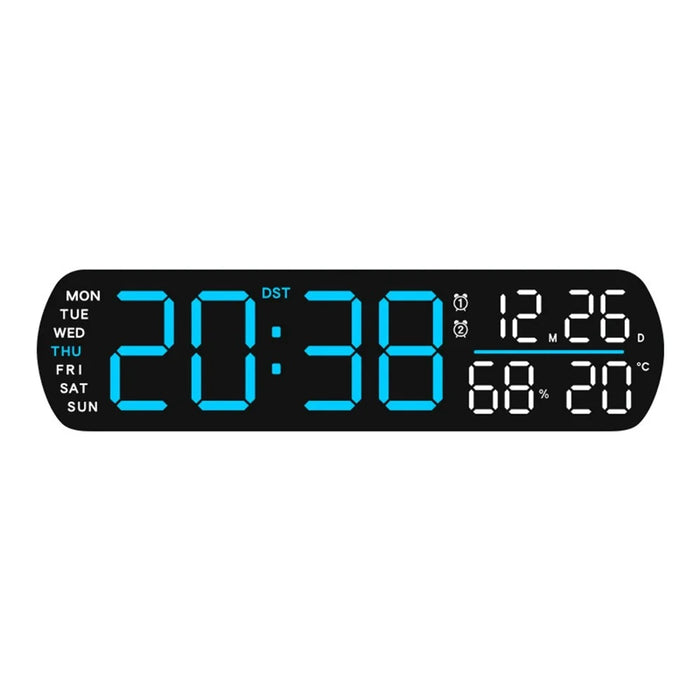 5512 LED Digital Alarm Clock Multi Function Time Temperature Date Display Electronic Clock - Black Shell / Blue Digital Display - 1